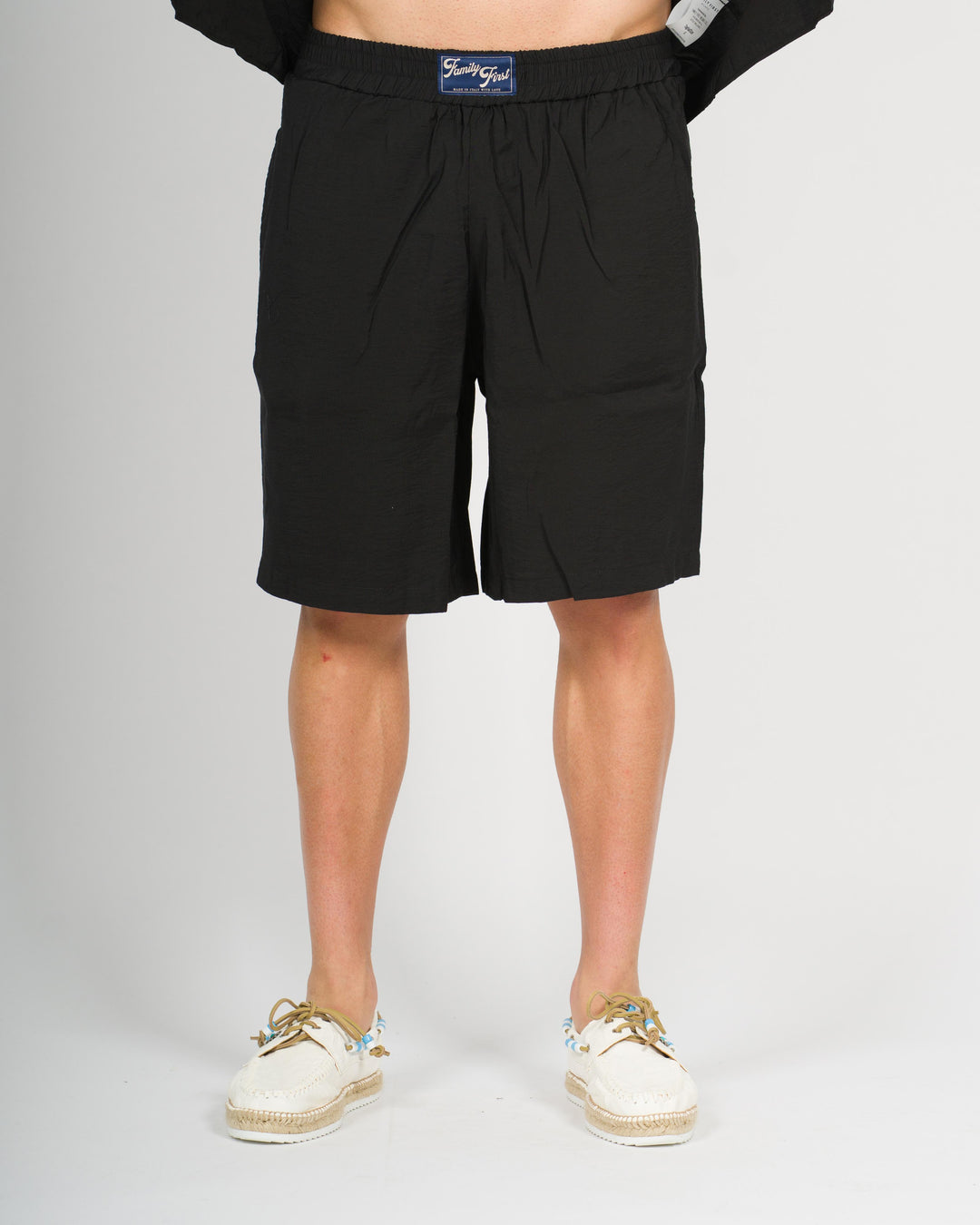 Soft Short Pants Cupro Nero<BR/> 