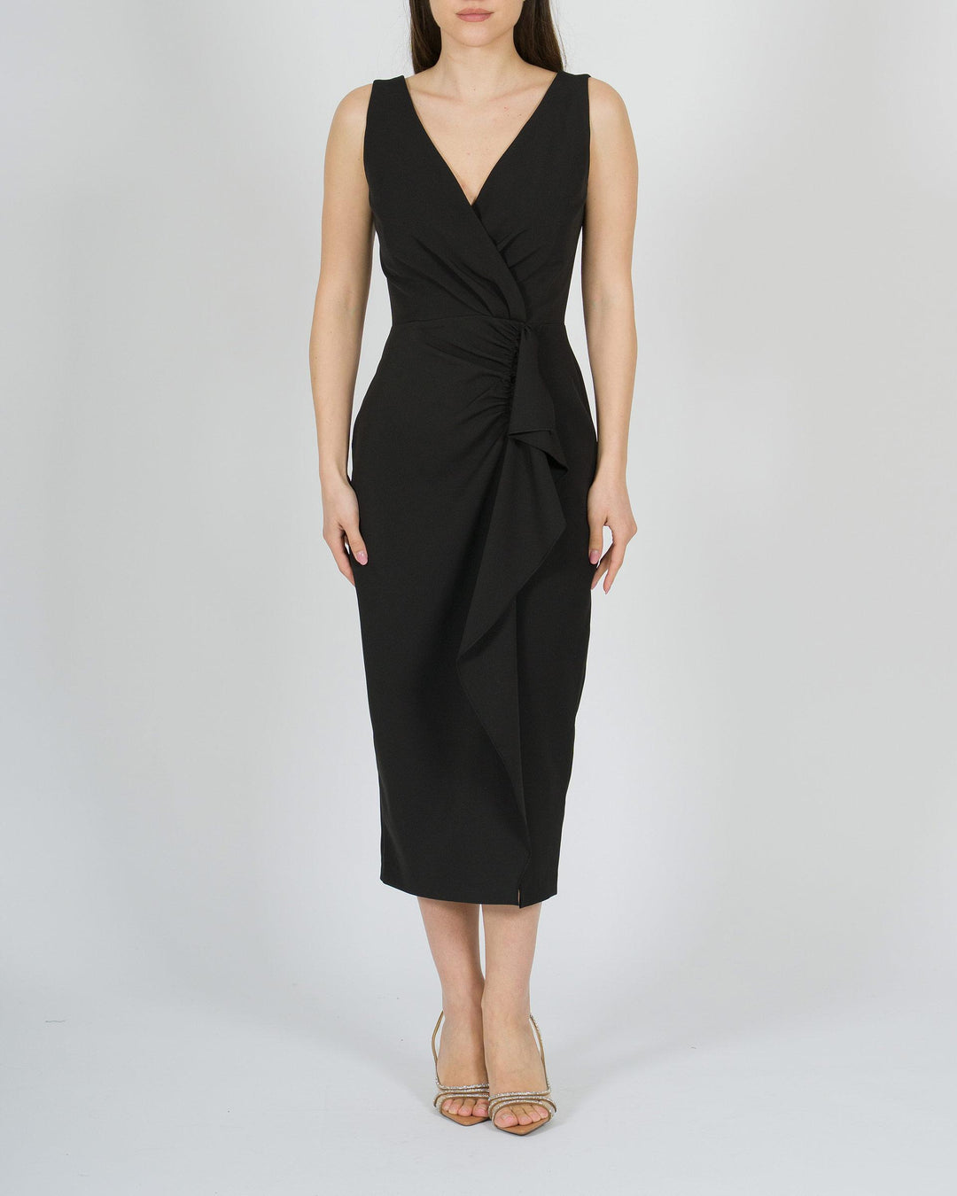 Tubino nero in Cotone con Ruches 