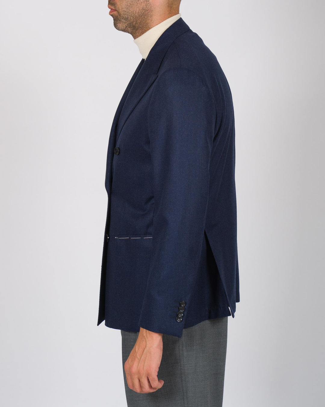 Giacca doppio petto in lana blu 