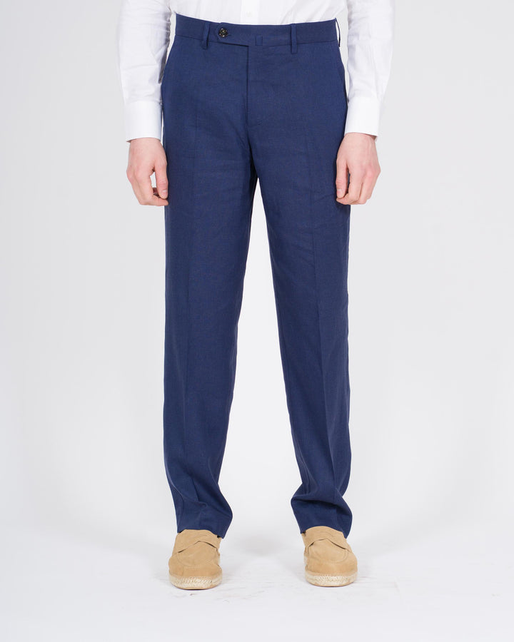 Pantaloni Negroni FF Lino blu 
