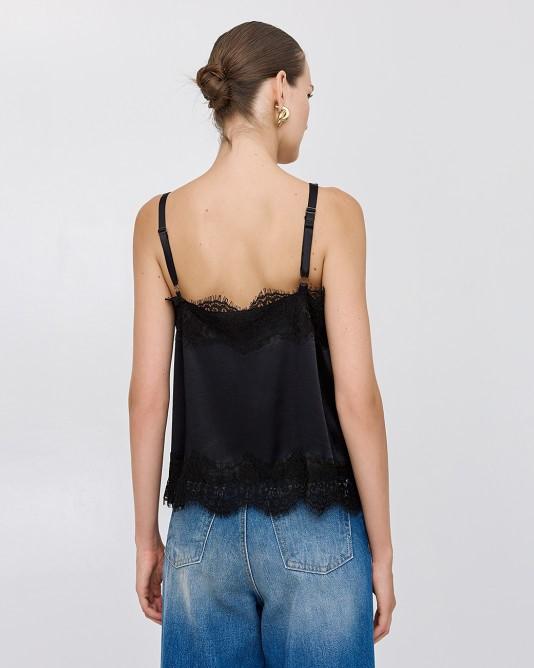 Top con pizzo nero 