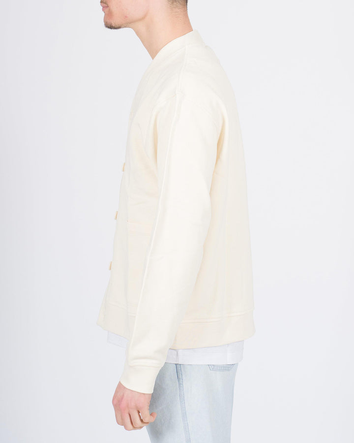 Cardigan felpa con bottoni panna 