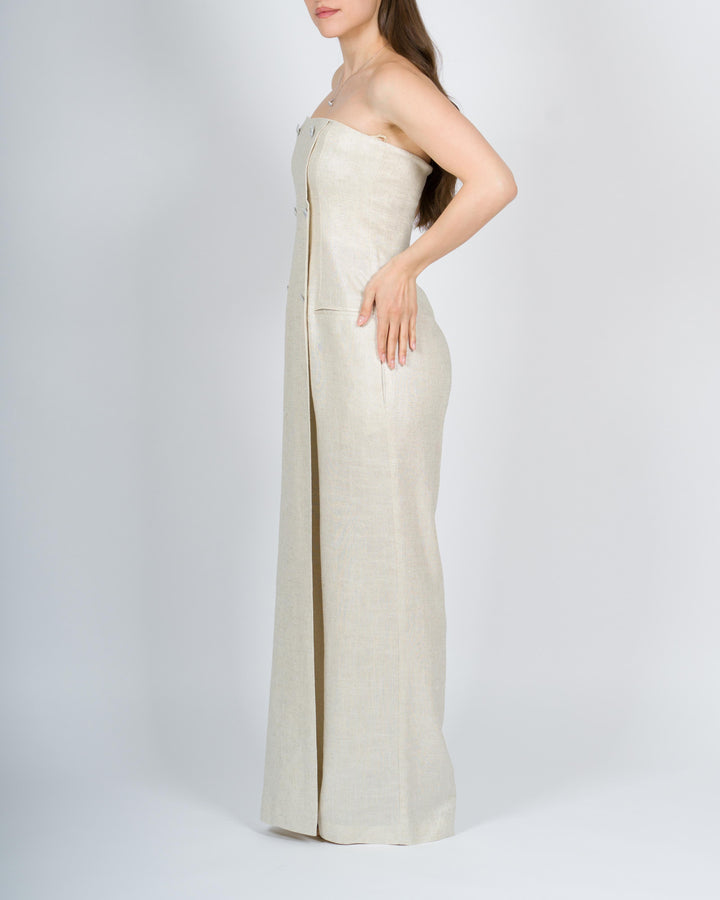 Tuta strapless beige chiaro 