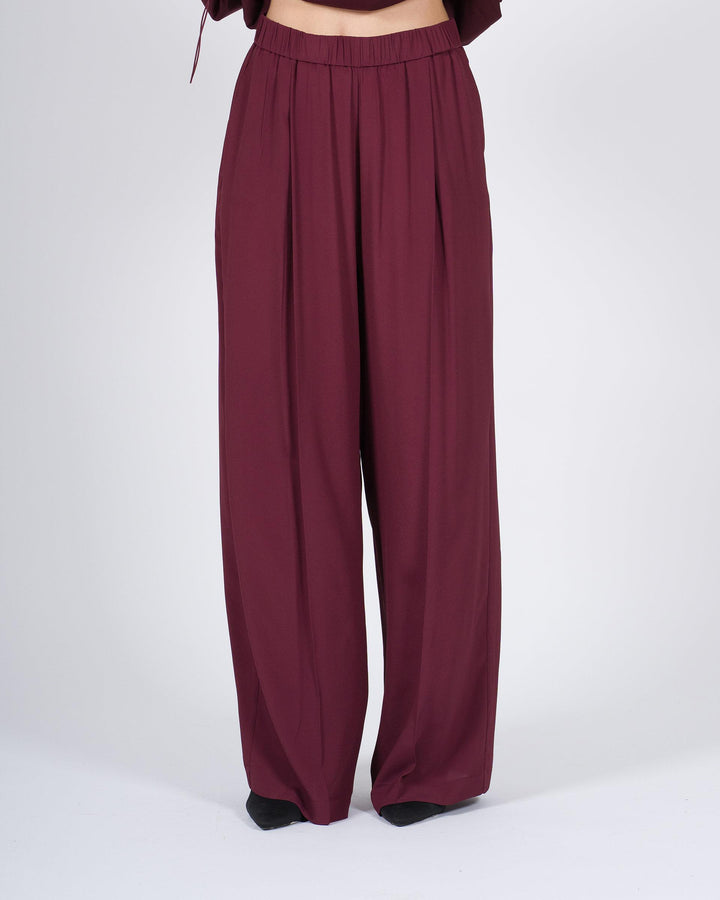 Pantalone Bordeaux Meimeij Palazzo con Elastico in Vita 