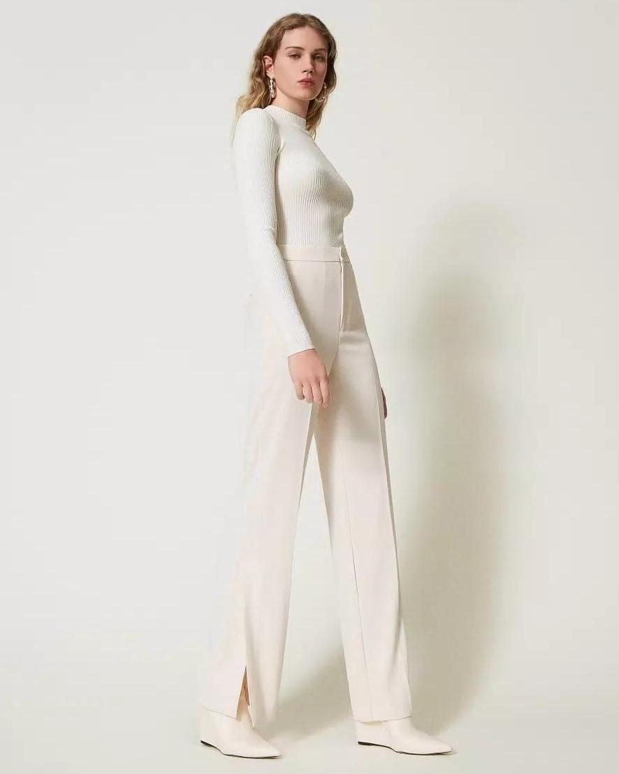 Pantaloni Zazmpa Spacchi Panna<BR/> 