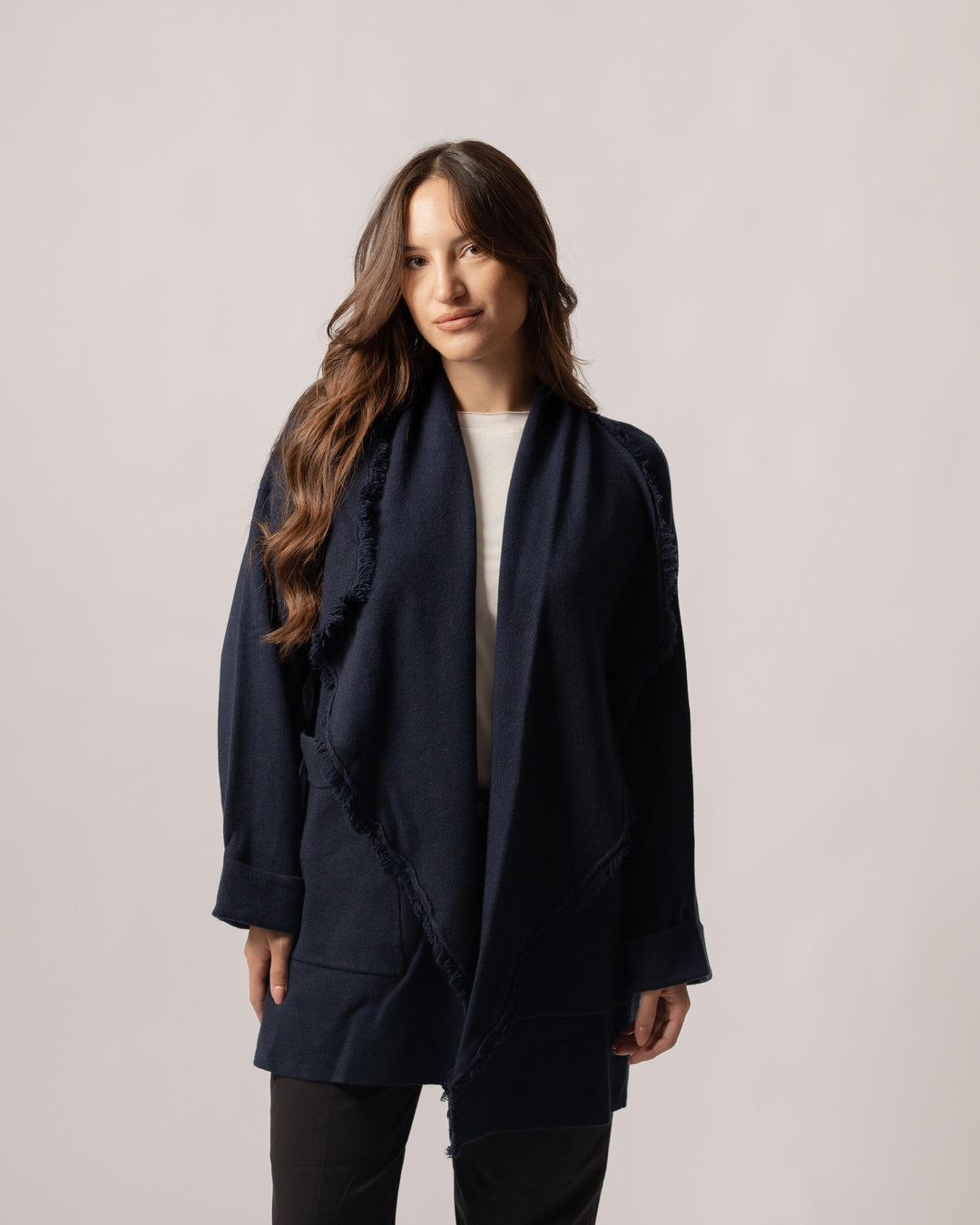 Cardigan frange blu 