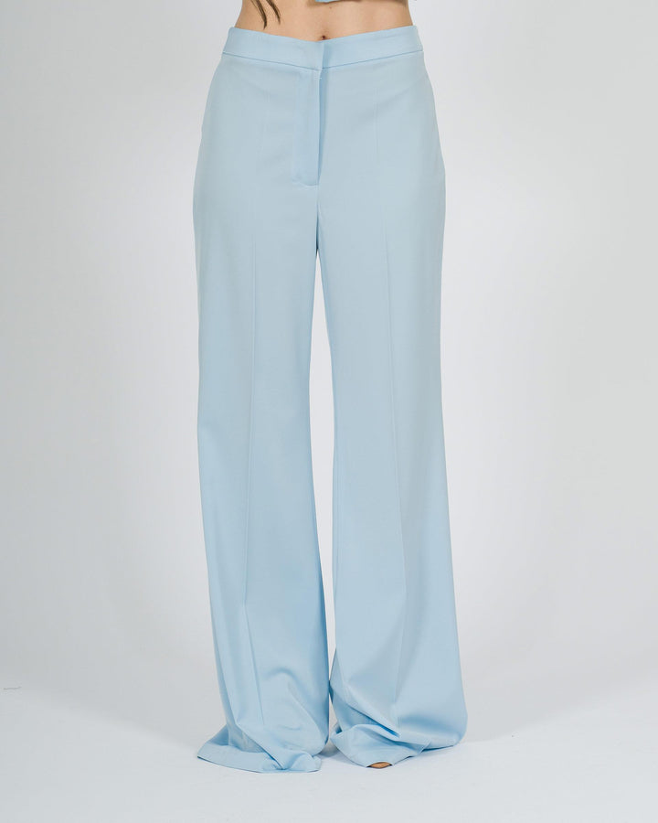 Pantalone palazzo lungo azzurro in tessuto cascante 