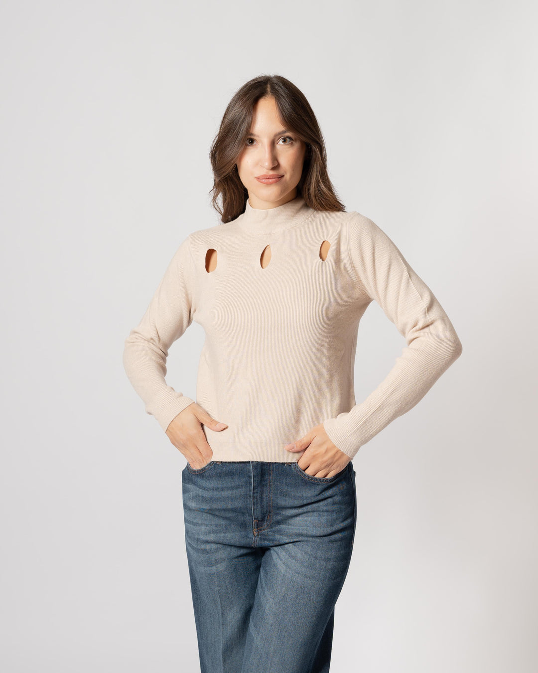 Maglia lupetto goccia beige 
