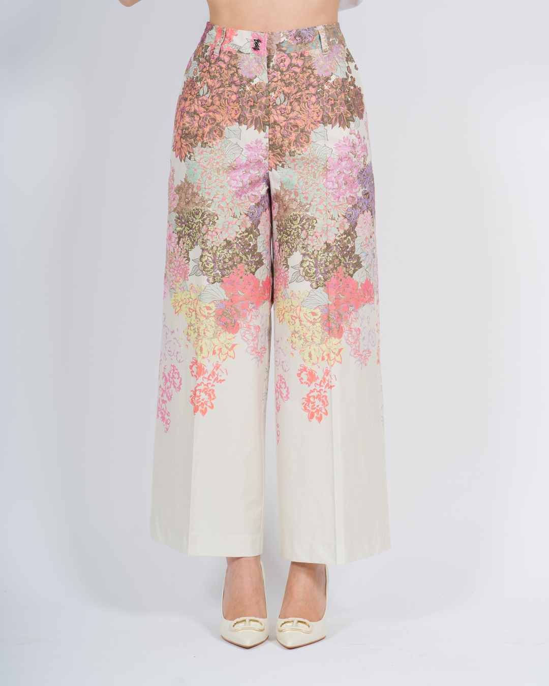 Pantaloni MYFO cropped a fiori<BR/> 
