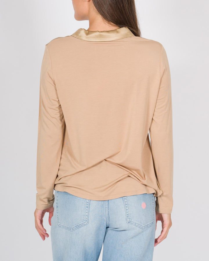 Blusa-Camicia in Seta co Bottoni Champane 
