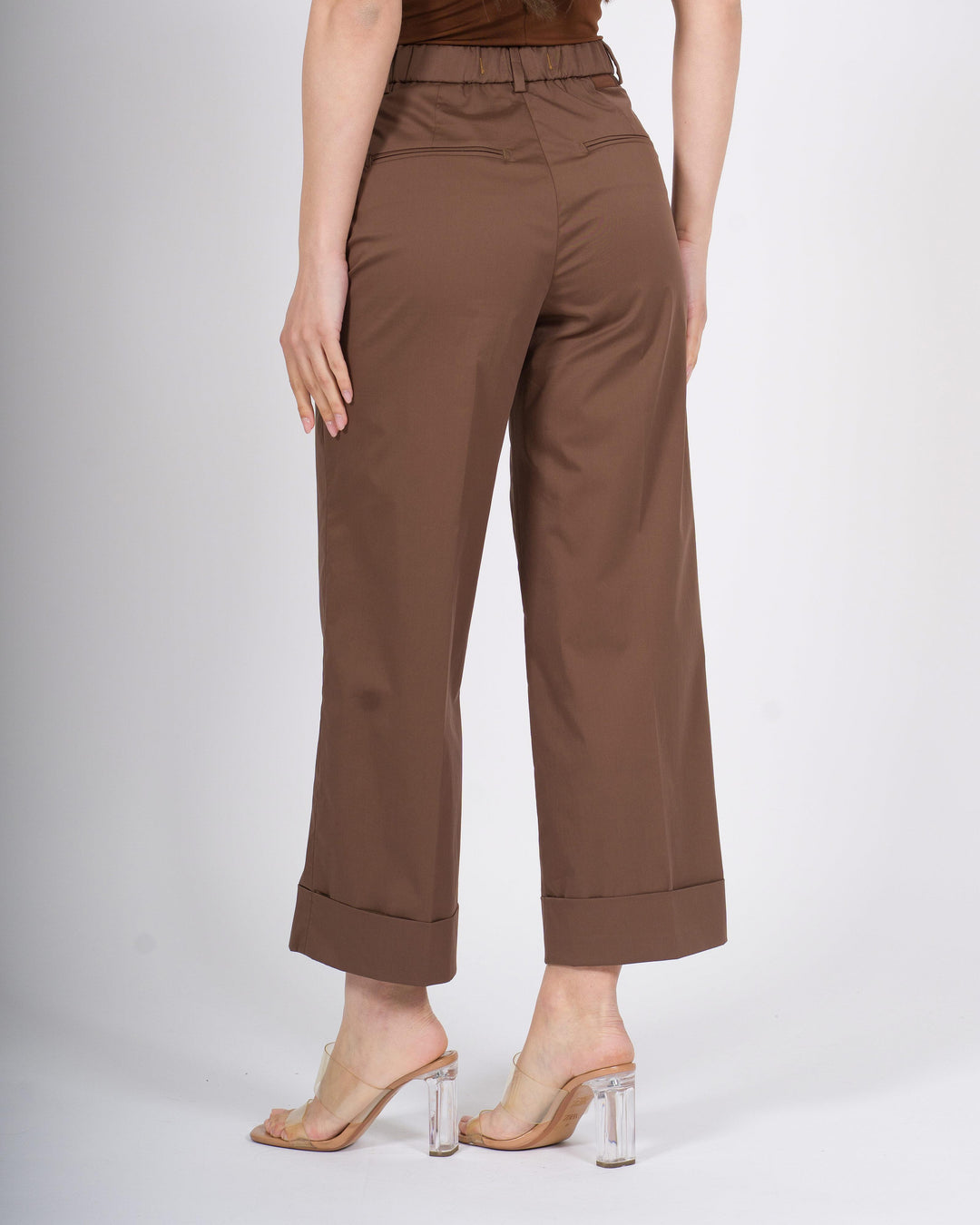 Pantalone marrone Bonheur in popeline 