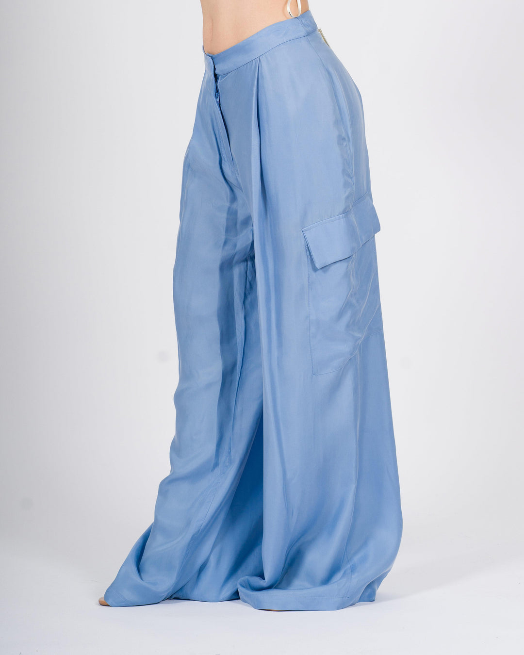 Pantalone Palazzo Cargo Silence Azzurro 