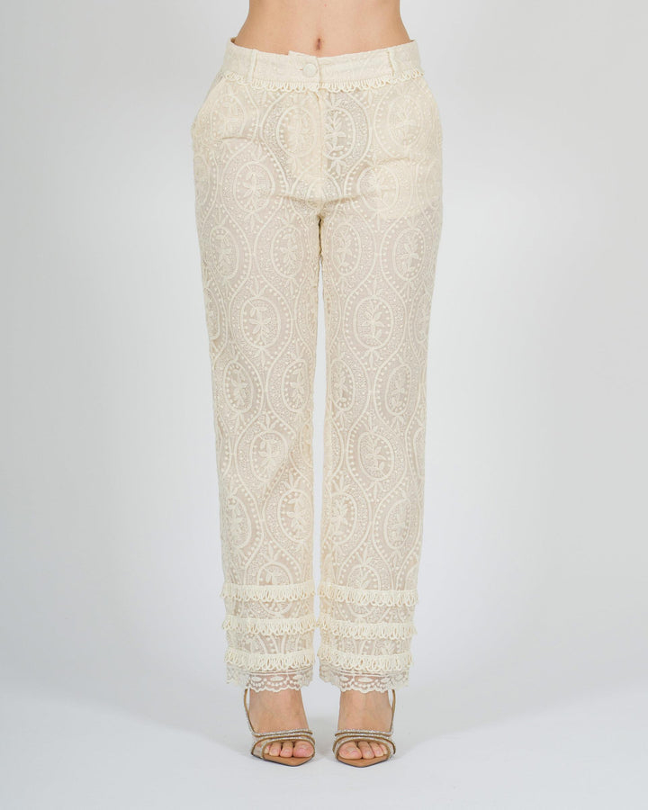 Pantalone Amosa in organza panna 