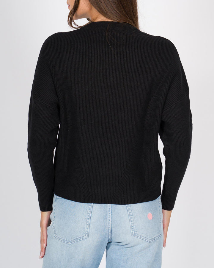 Maglia girocollo a costine nero 