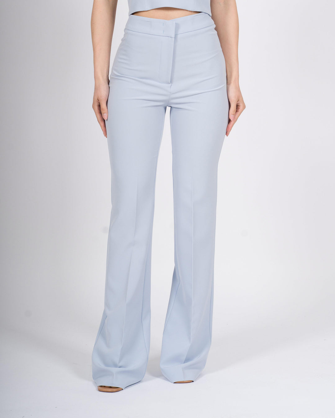 pantalone ventre piatto a zampa silence azzurro 