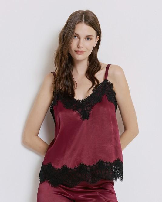 Top con pizzo bordeaux 
