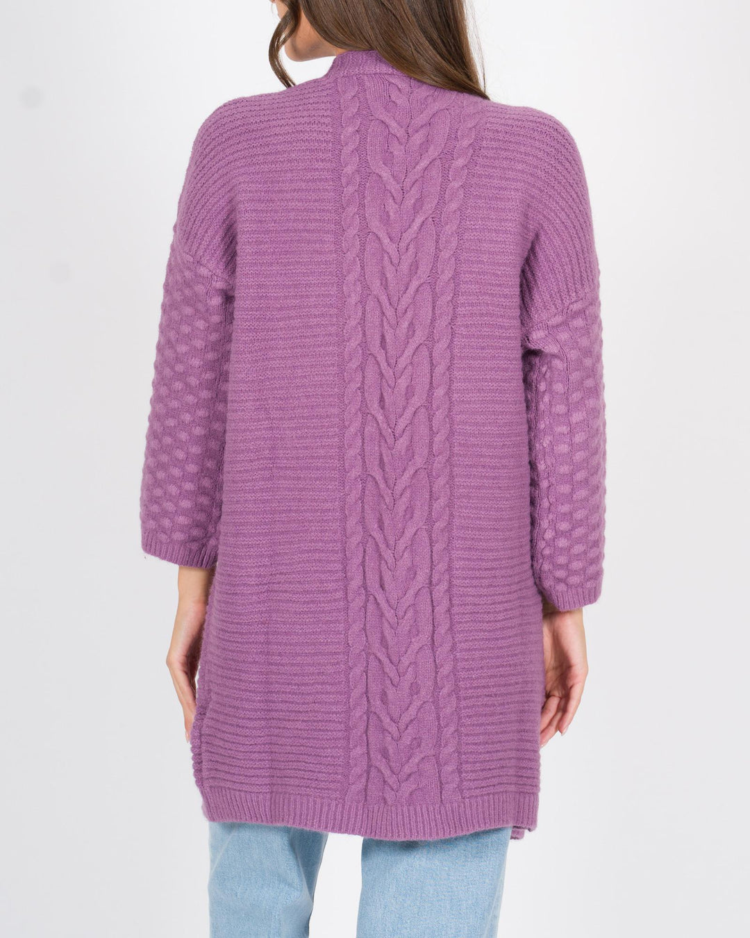 Cardigan trecce melanzana 
