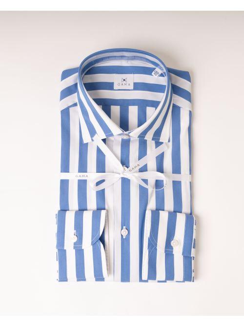 Camicia Riga Larga cotone Azzurra 