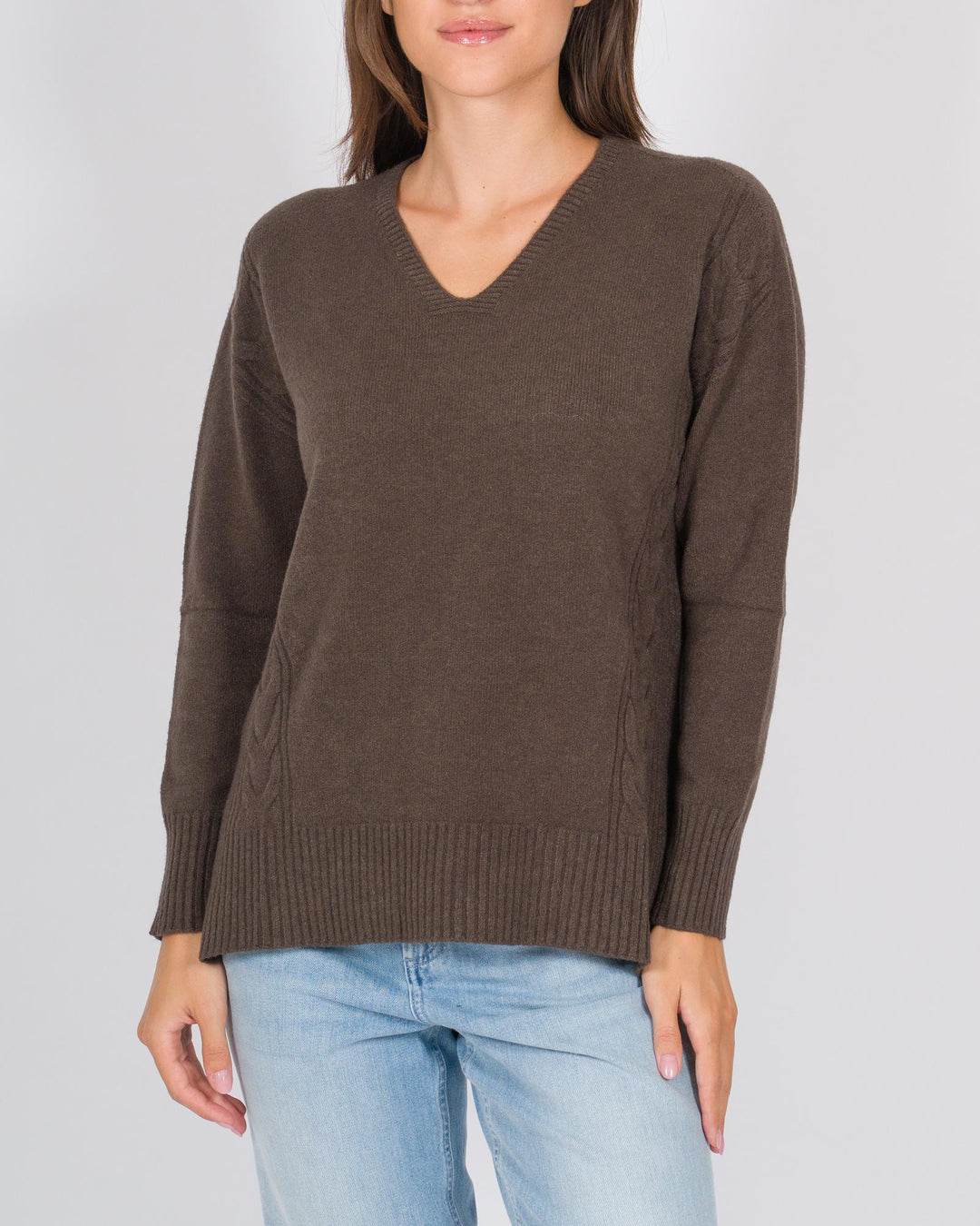 Maglia dettagli a treccia cacao 
