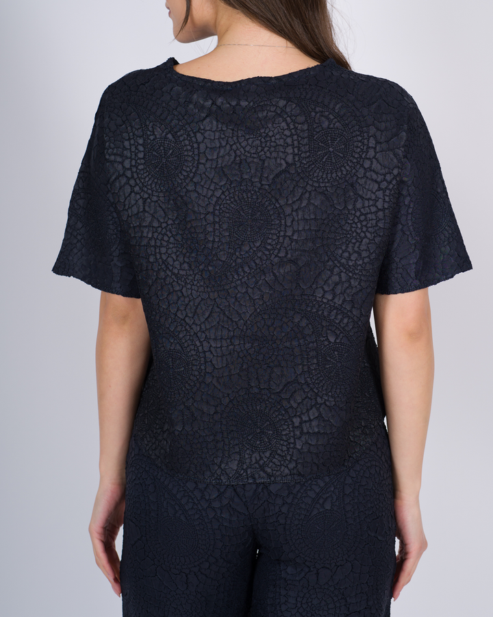 T-shirt blu damascata 