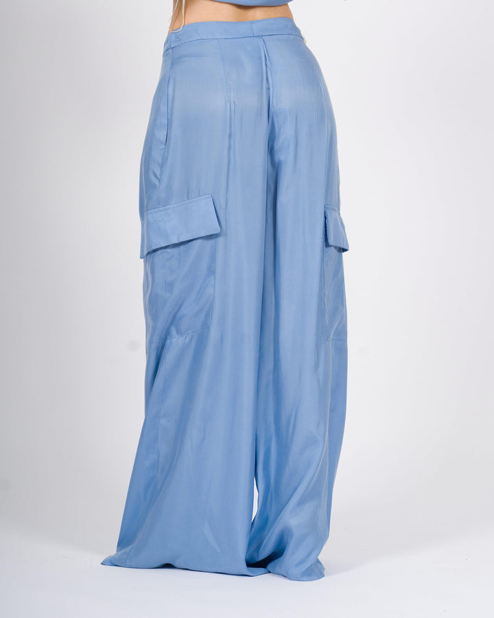 Pantalone Palazzo Cargo Silence Azzurro 