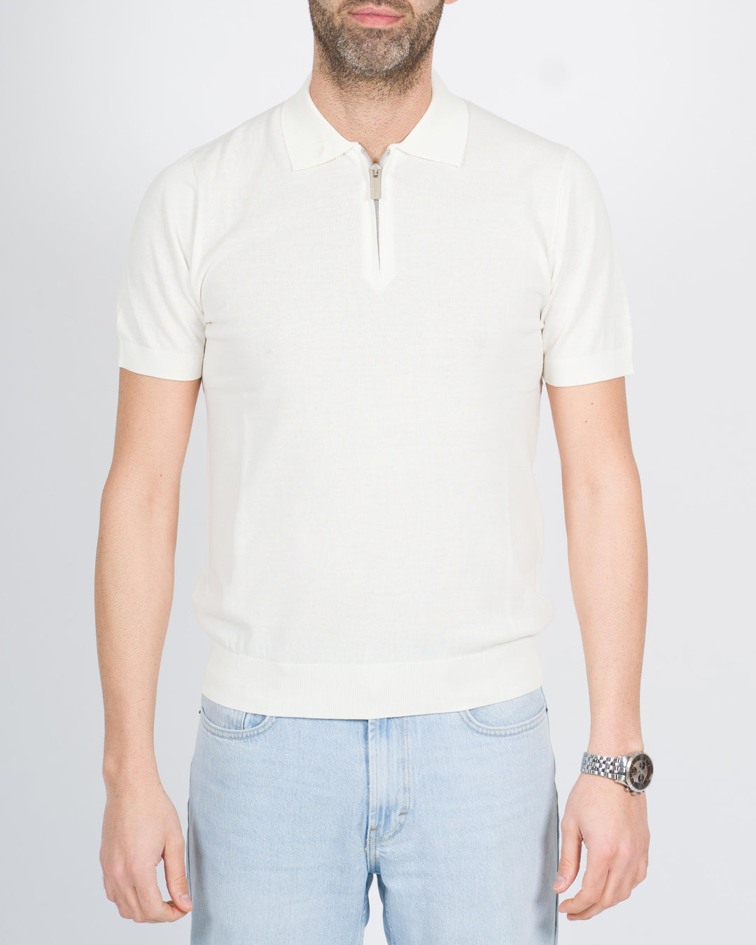 Polo zip extrafine panna 