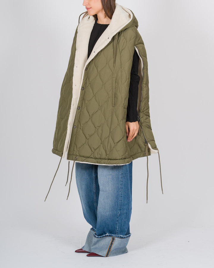 Mantella Trapuntata Reversibile con Cappuccio verde 