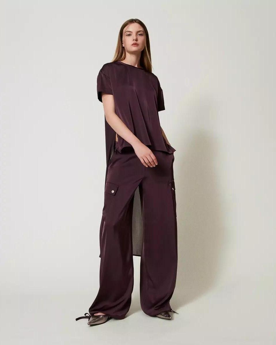 Blusa asimmetrica bordeaux<BR/> 