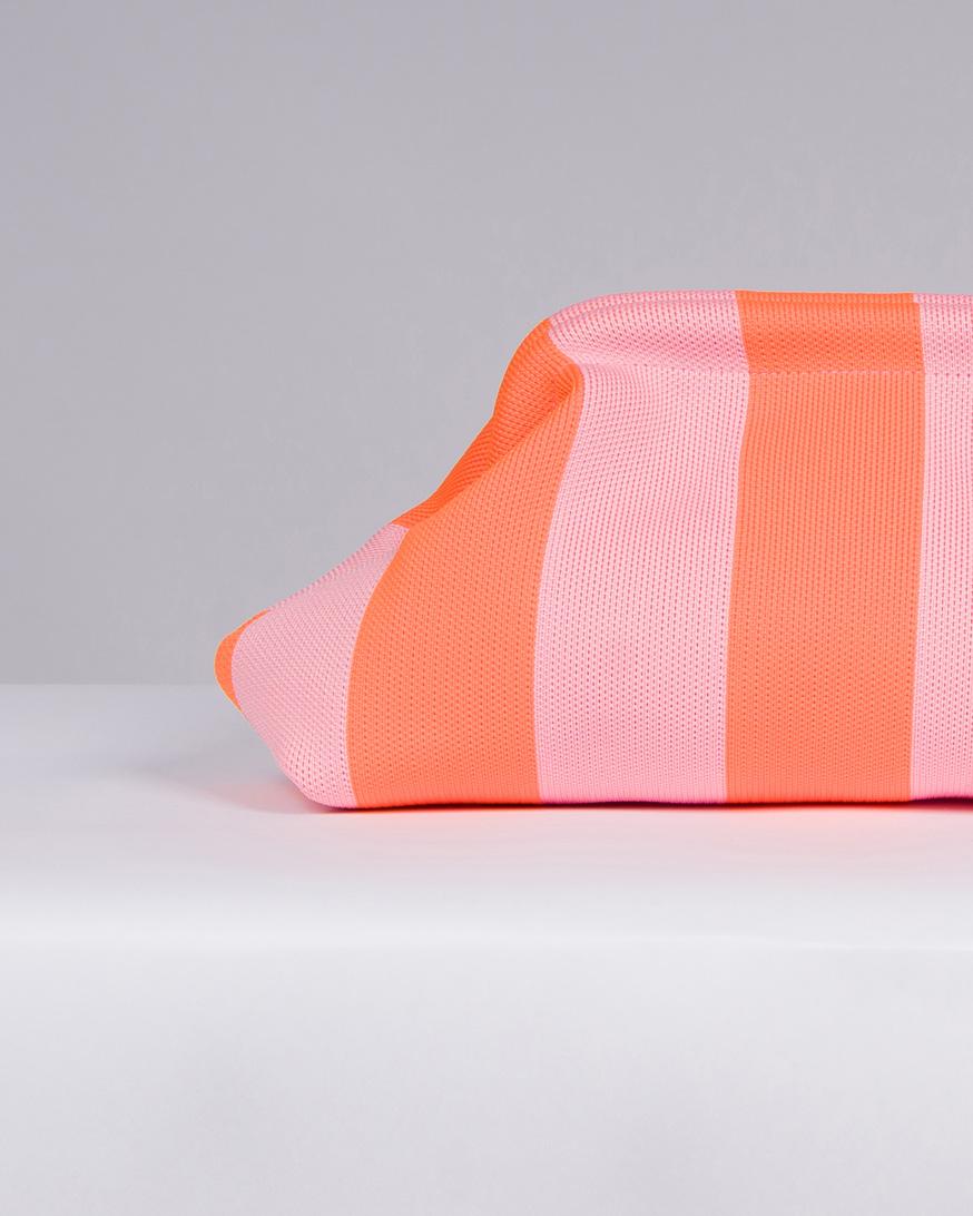 Borsa in Stoffa Rigata Rosa e Arancio. 