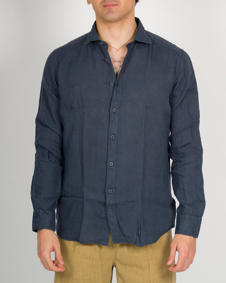 Camicia lino unito blu 