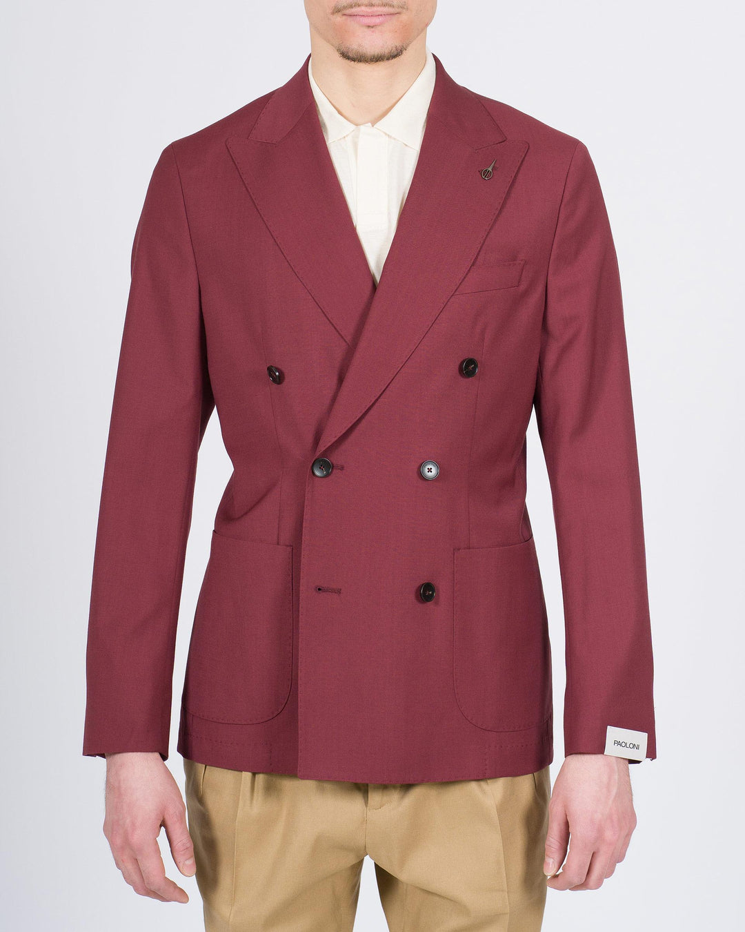 Giacca doppio petto in lana bordeaux 