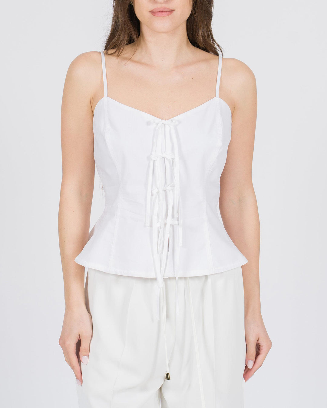Top Peplum con lacci bianco 