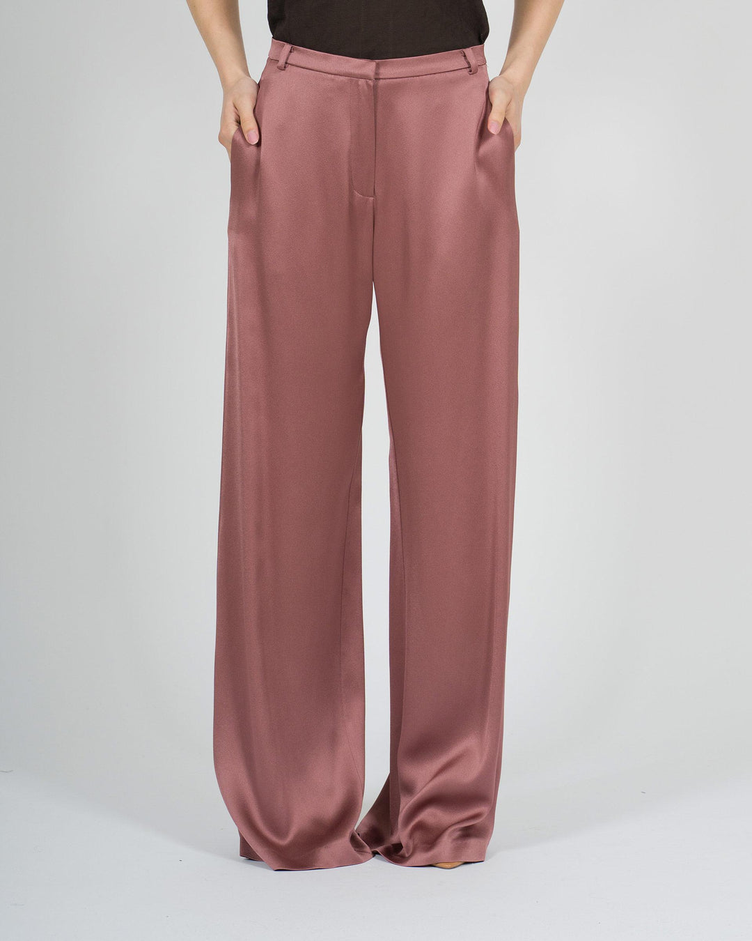 Pantalone Alysi Color Terra tessuto lucido 