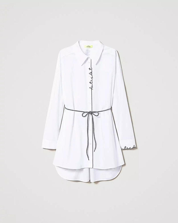Maxi camicia MYFO icon ricamo logo bianca<BR/> 