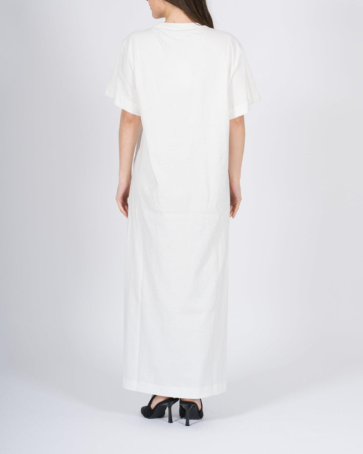 T-Shirt Bianca Meimeij in Cotone con Taglio Asimmetrico 