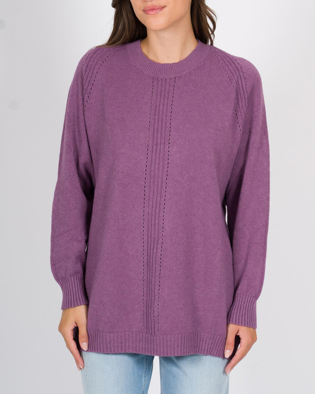 Maglia Over A coste Melanzana 