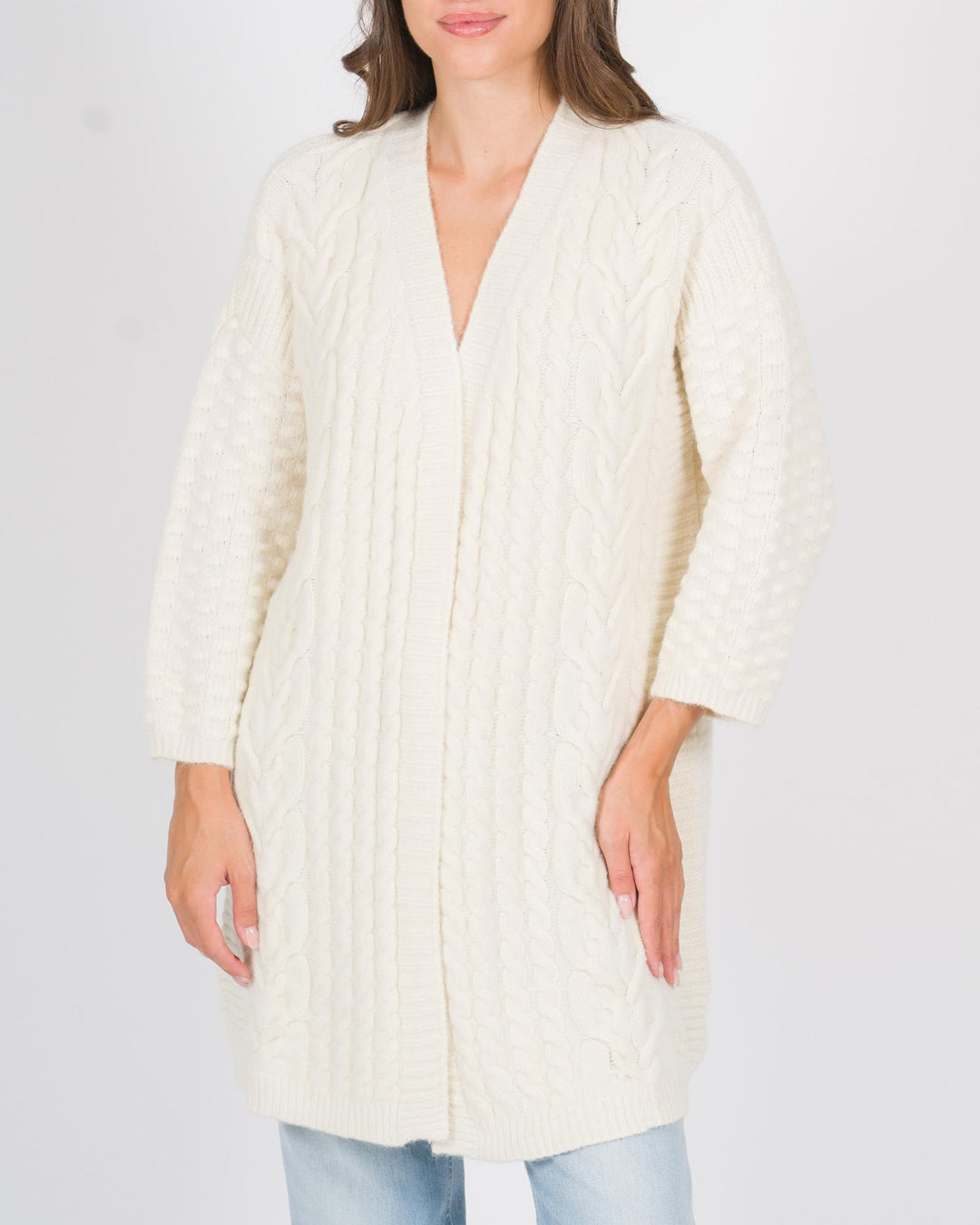 Cardigan trecce panna 