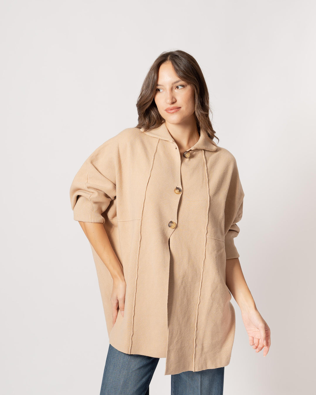 Cardigan polo beige 