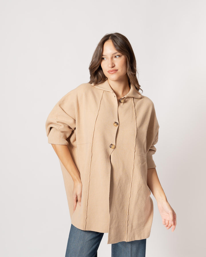 Cardigan polo beige 