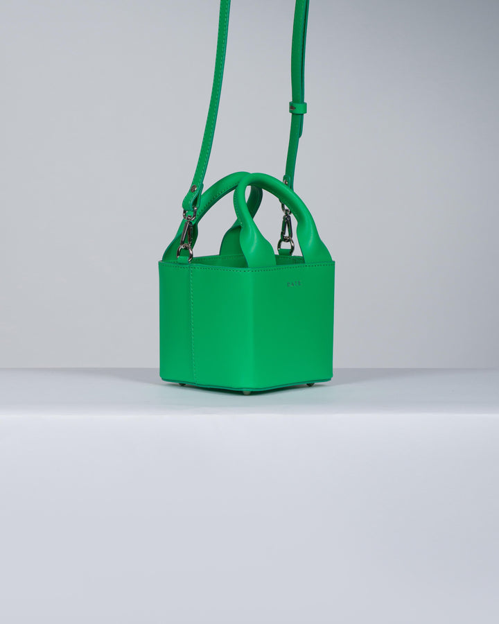CUBO BAG LEATHER GREEN<BR/> 