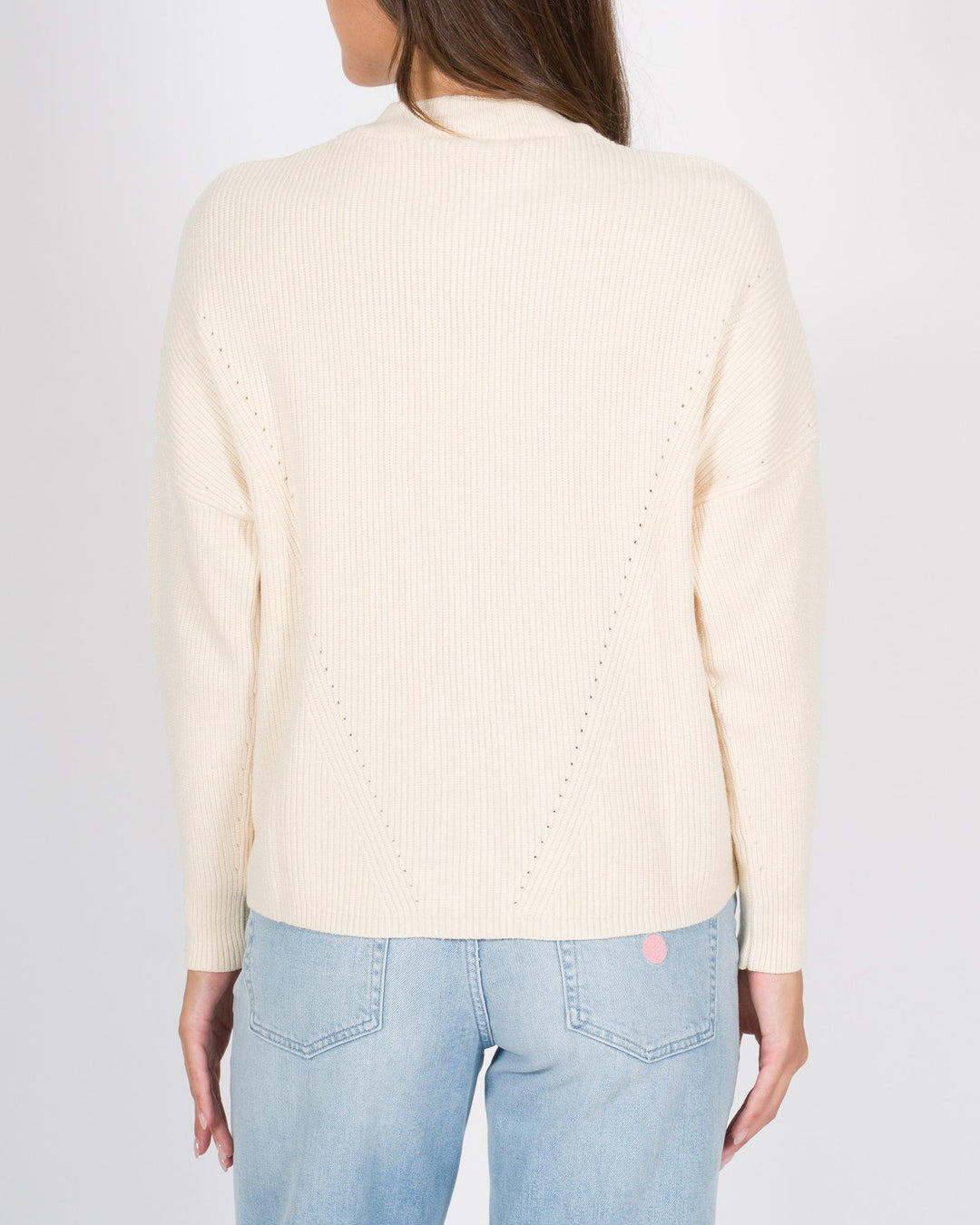 Maglia girocollo a costine blu 