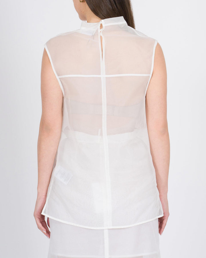 Canotta MEIMEJ  Collo Cratere in Organza bianco 