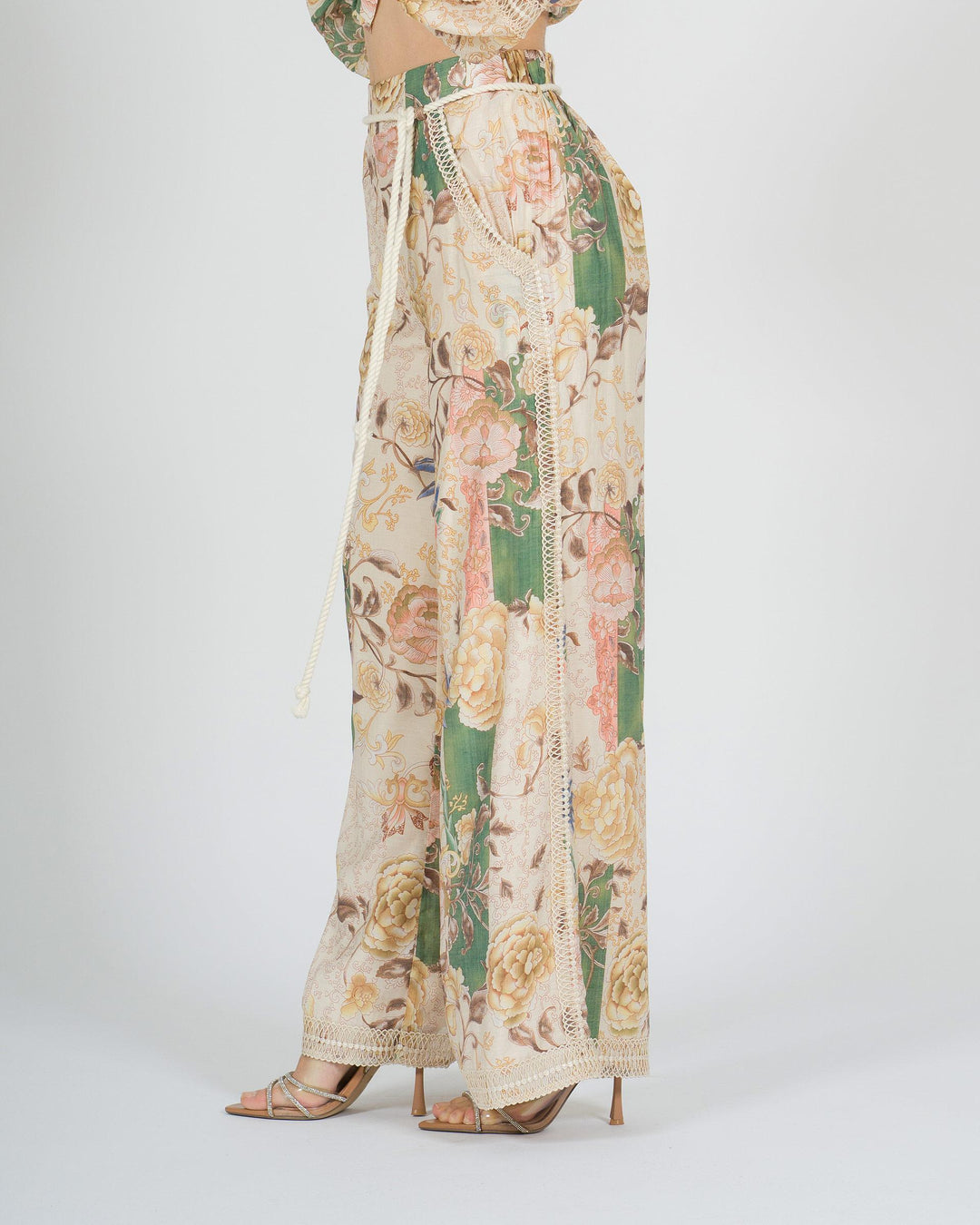 Pantalone amosa beige in viscosa fantasia 