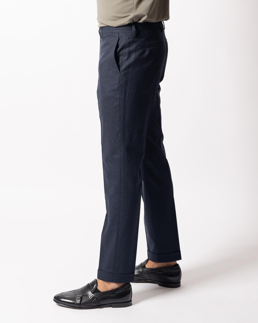 Pantalone Y Retro Pied de Poule Blu 
