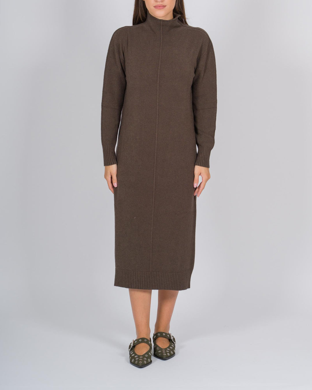 Abito lungo a  lupetto cacao 