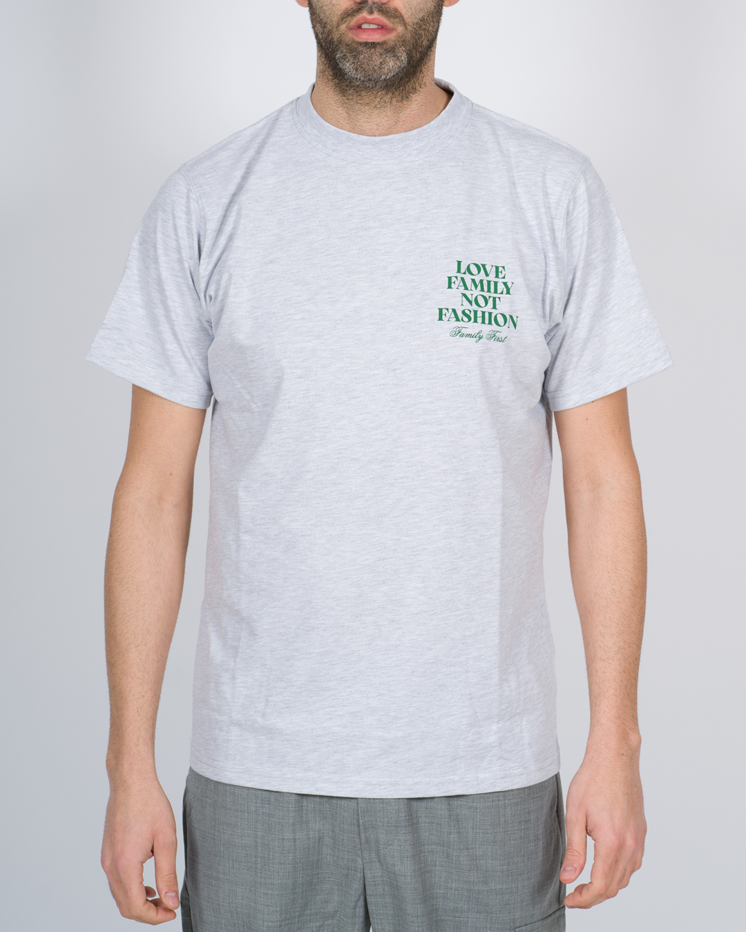 T-shirt Family First bianca grigio 