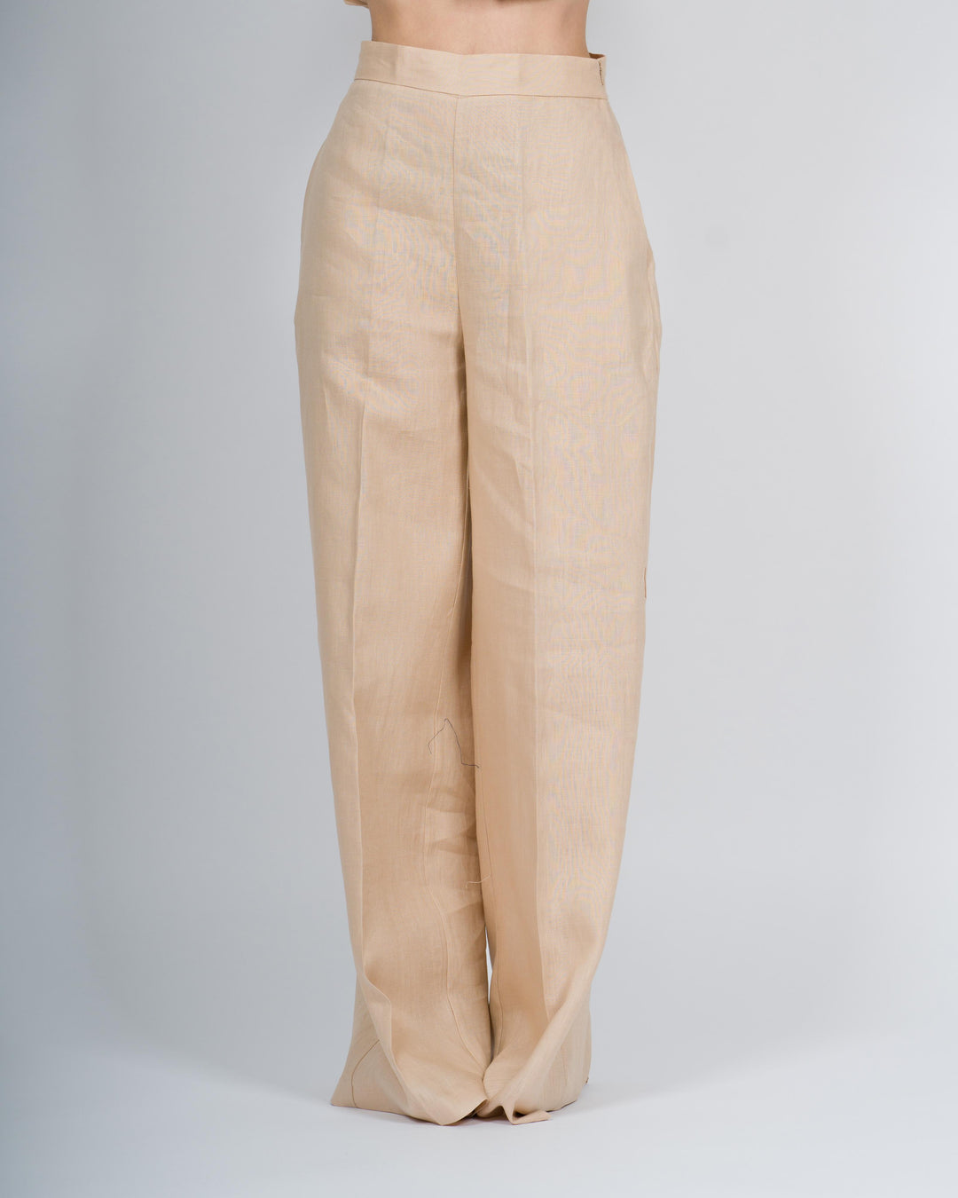 Pantalone palazzo lino beige<BR/> 