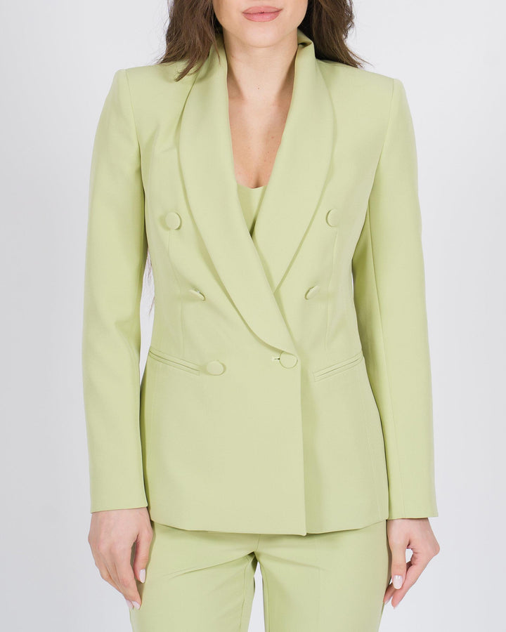 Blazer doppiopetto verde con collo a scialle 