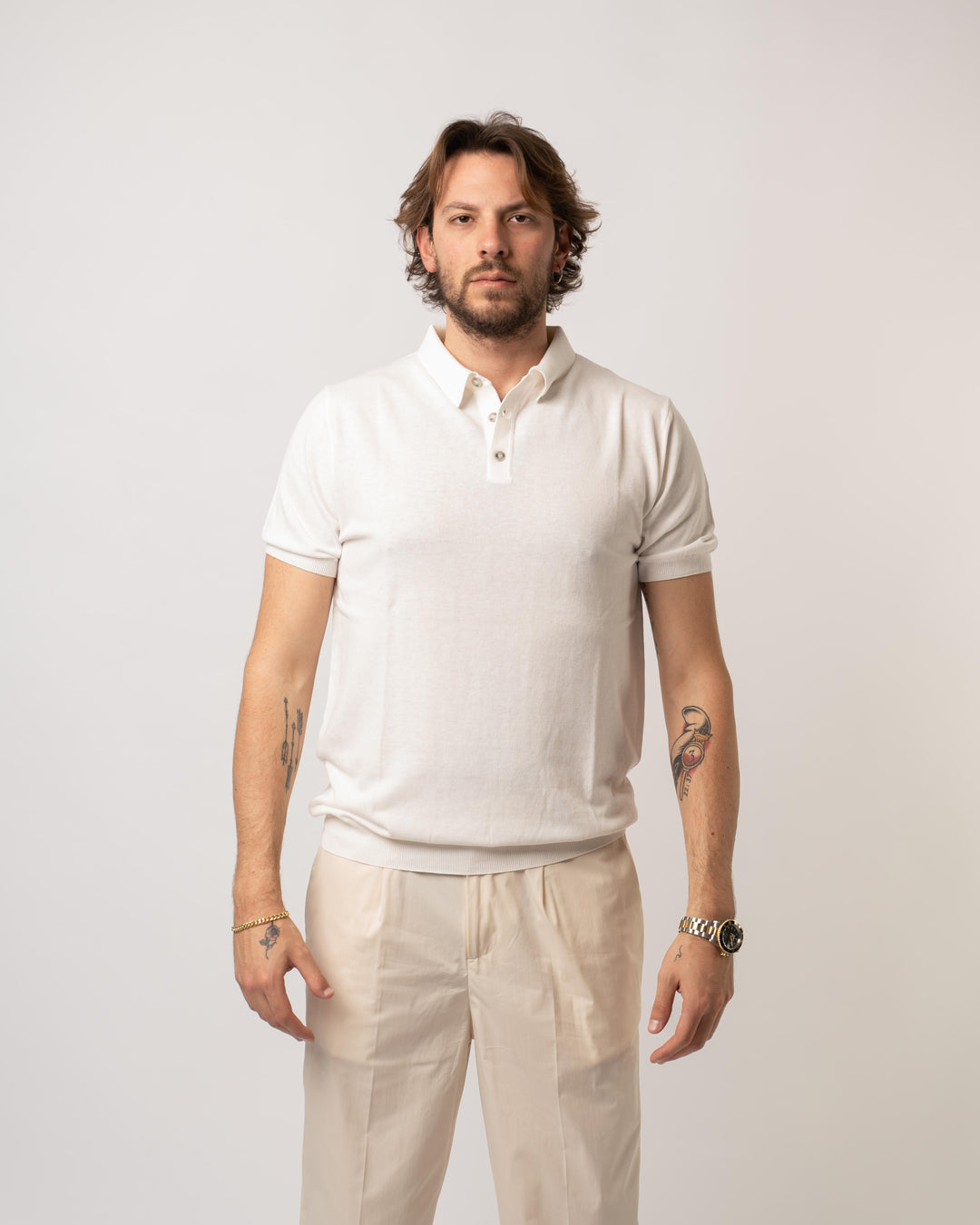 Polo Tre bottoni Bianca 