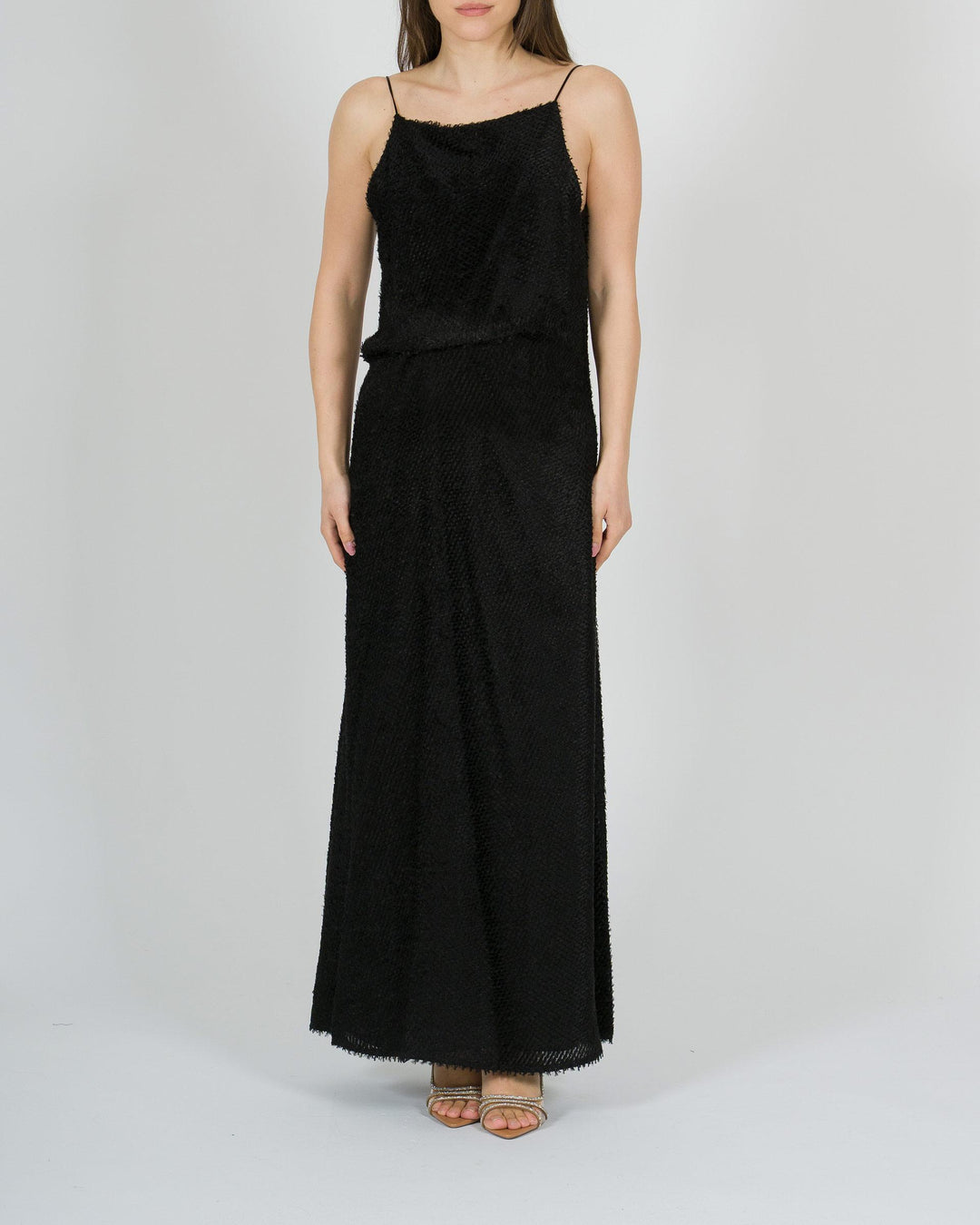 Abito Lungo Nero alysi con Scollo Sciallato sul Retro 